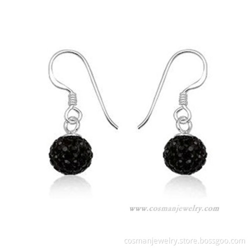 Cheap alloy ball black rhinestone earrings
